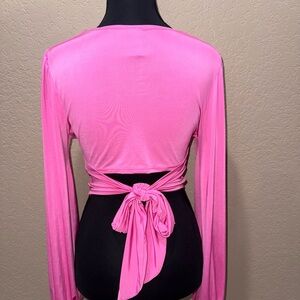 Forever 21 Pink Long Sleeve Wrap Top